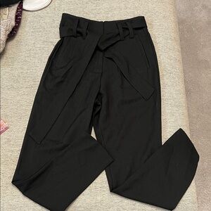 Like New Aqua Paper Bag Style Black Women's Trousers